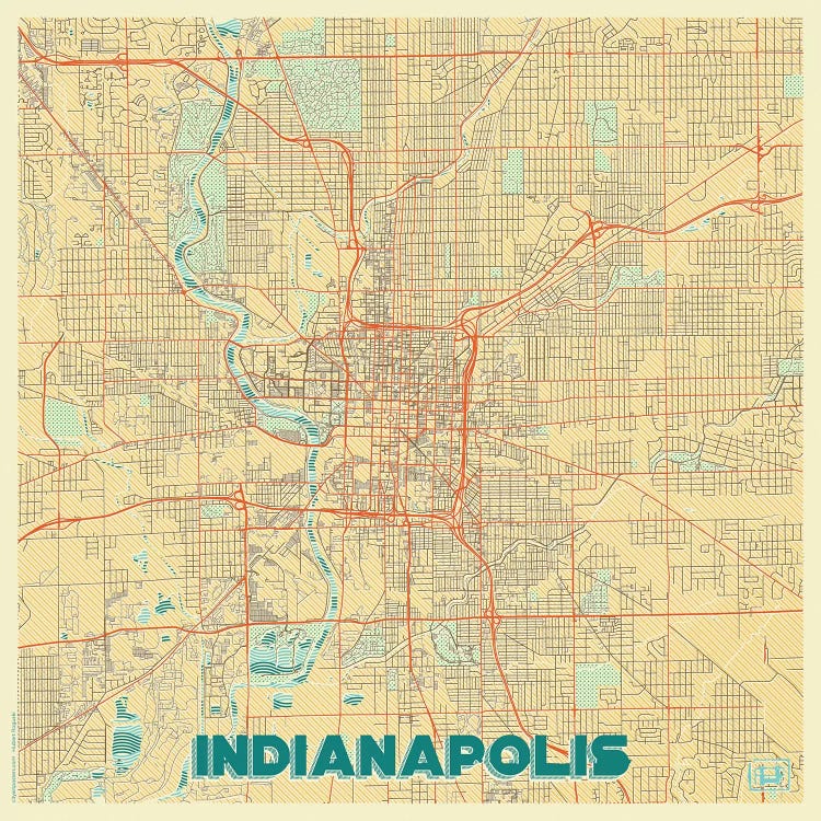 Indianapolis Retro Urban Blueprint Map