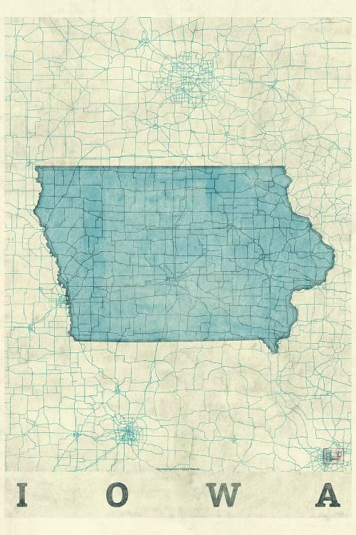 Iowa Map by Hubert Roguski wall art