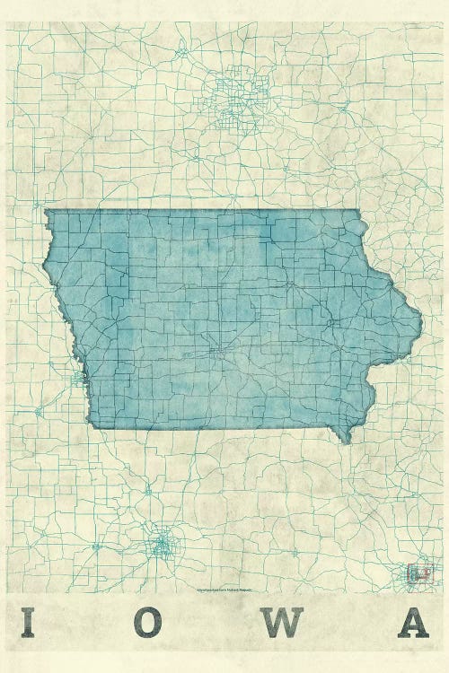 Iowa Map by Hubert Roguski canvas print