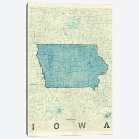 Iowa Map Canvas Print #HUR157} by Hubert Roguski Canvas Art Print