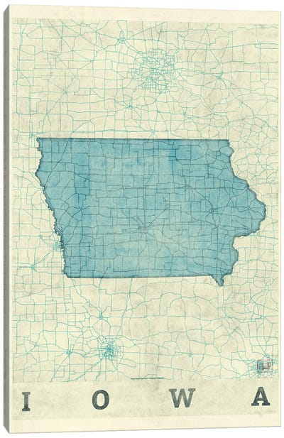 Iowa Map Canvas Art Print - Vintage Maps