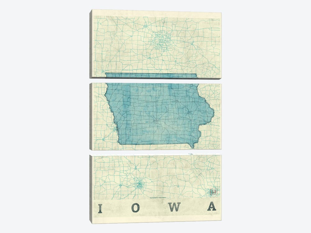 Iowa Map by Hubert Roguski 3-piece Art Print