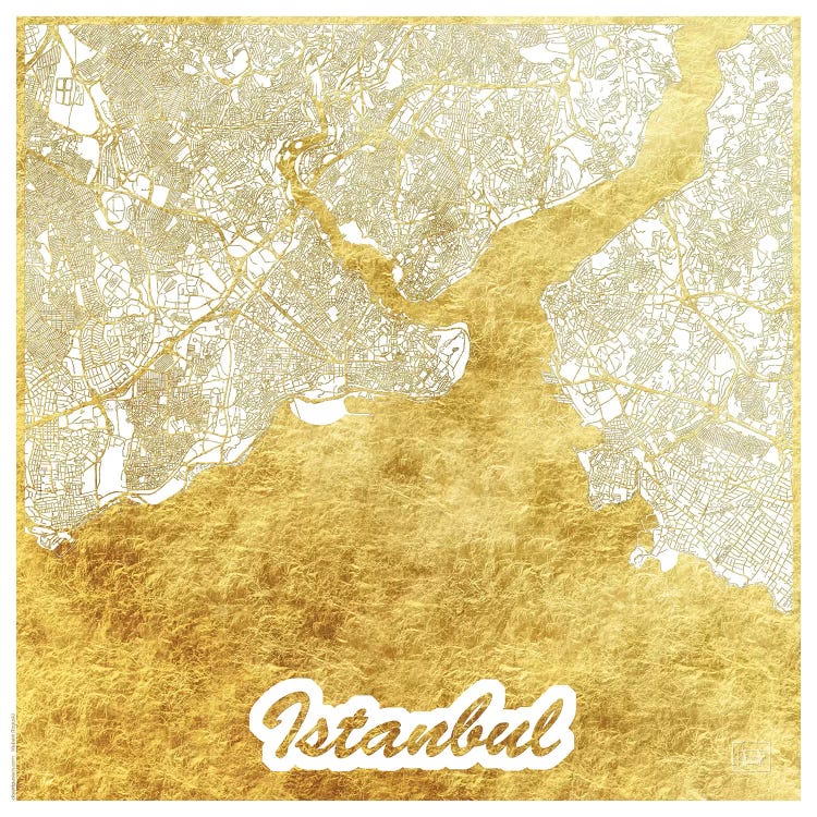 Istanbul Gold Leaf Urban Blueprint Map