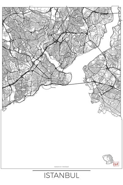 Hubert Roguski: Istanbul Minimal Urban Blueprint Map by Hubert Roguski