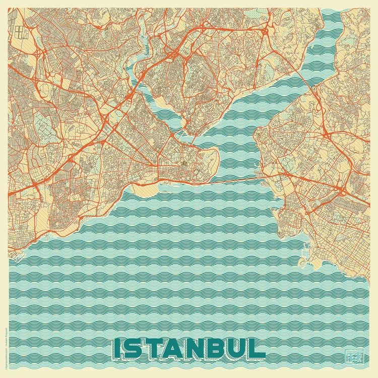 Istanbul Retro Urban Blueprint Map