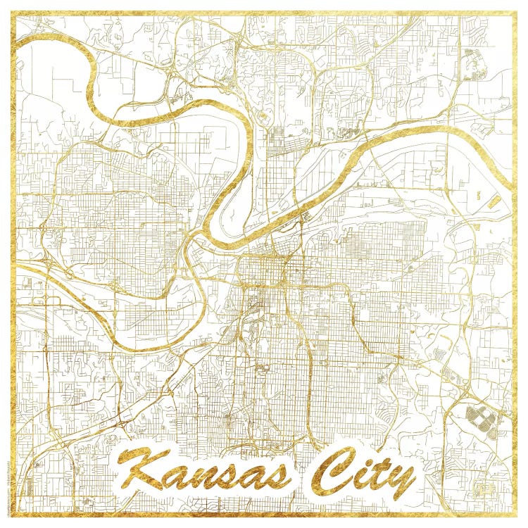 Kansas City Gold Leaf Urban Blueprint Map