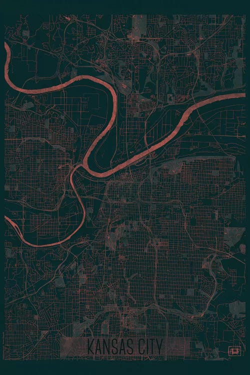 Kansas City Infrared Urban Blueprint Map