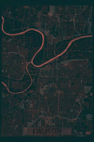 Missouri: Kansas City Infrared Urban Blueprint Map by Hubert Roguski