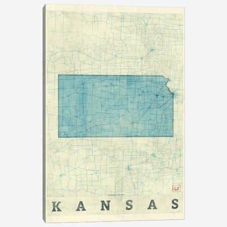 Kansas Map Canvas Print #HUR168} by Hubert Roguski Art Print