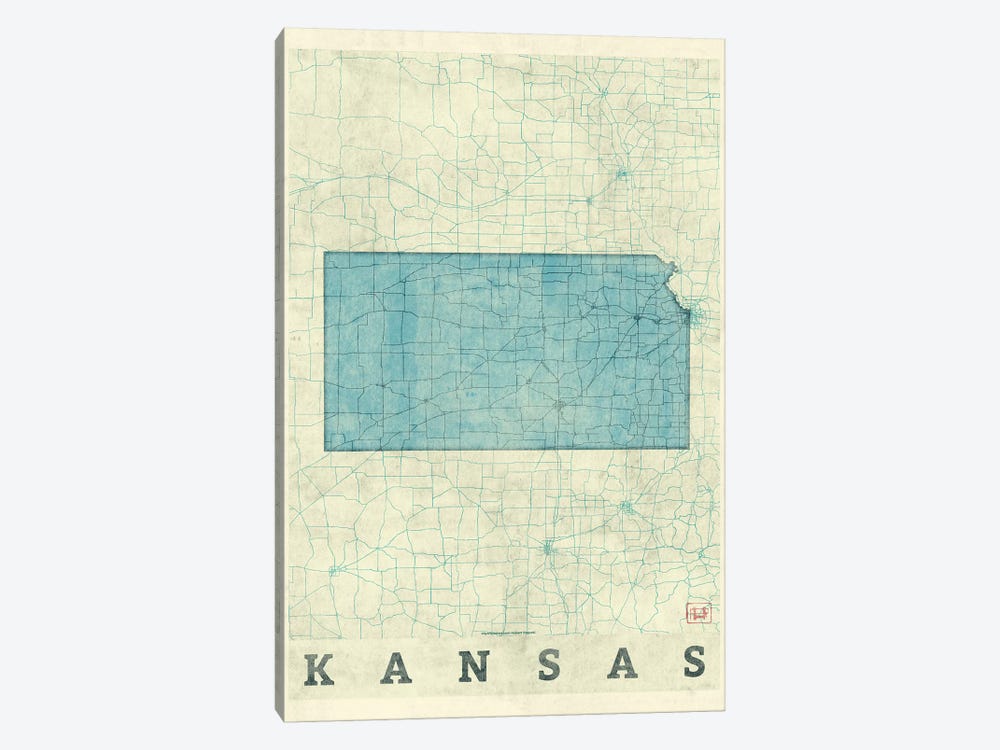 Kansas Map by Hubert Roguski 1-piece Art Print