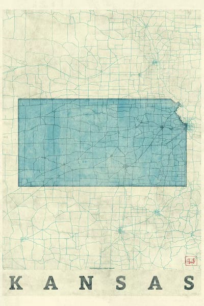 Hubert Roguski: Kansas Map by Hubert Roguski