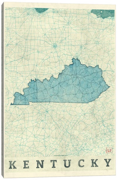 Kentucky Map Canvas Art Print - Kentucky Art