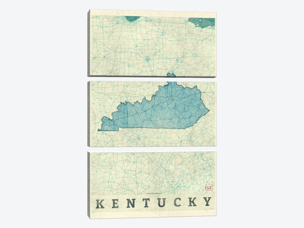 Kentucky Map by Hubert Roguski 3-piece Canvas Art