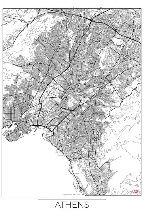 Athens Minimal Urban Blueprint Map