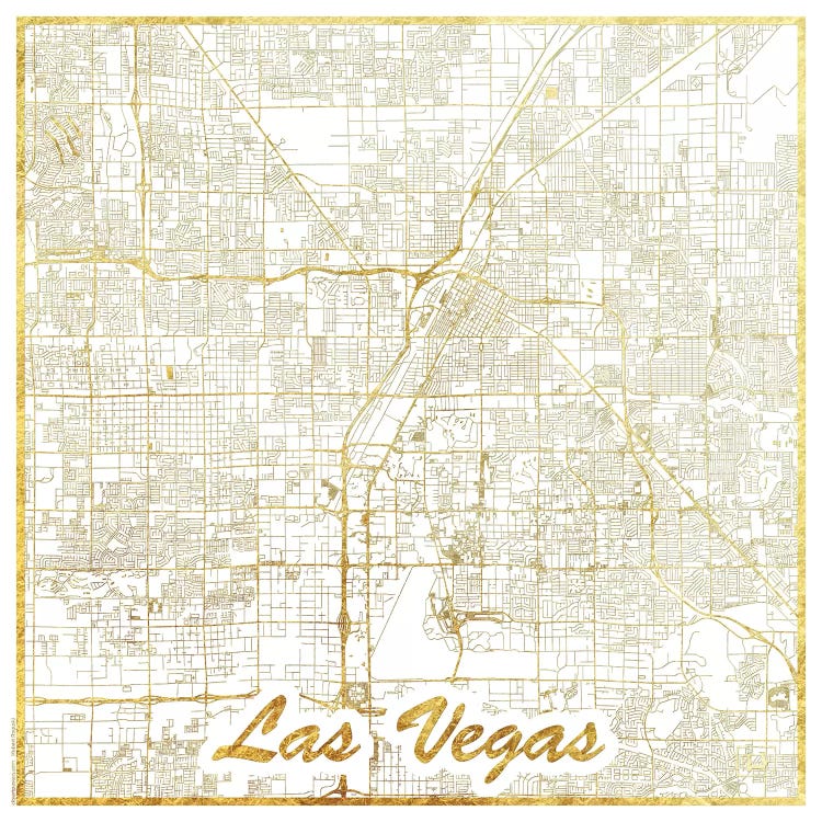 Las Vegas Gold Leaf Urban Blueprint Map