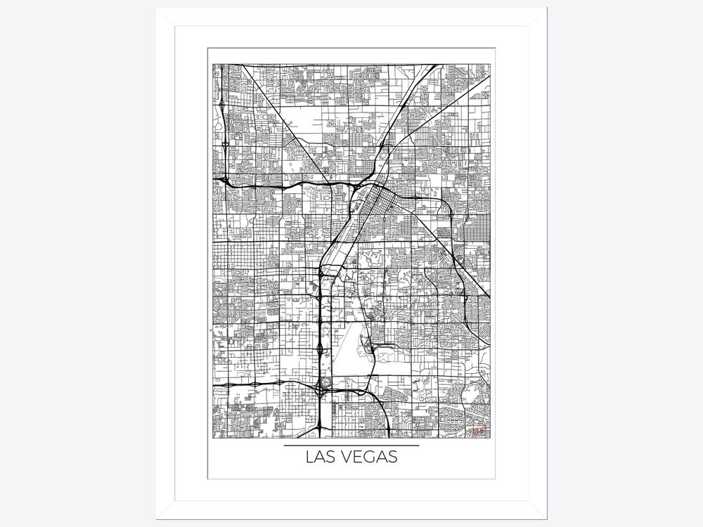 Las Vegas Illustrated Map Design Canvas Pillow Cover