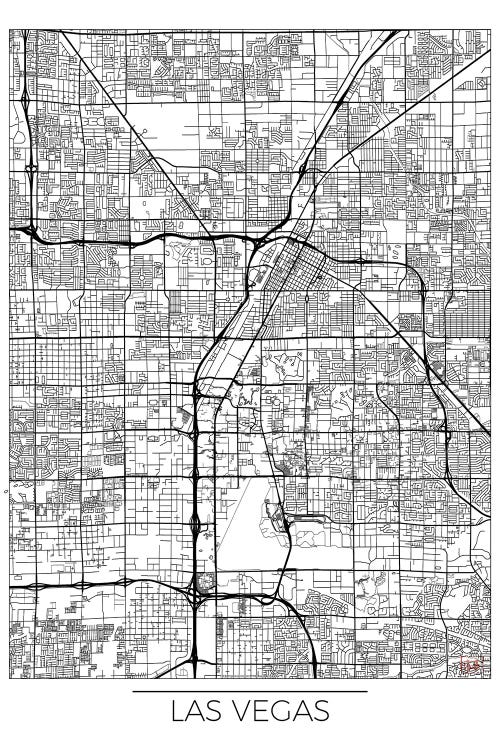 Las Vegas Minimal Urban Blueprint Map by Hubert Roguski wall art