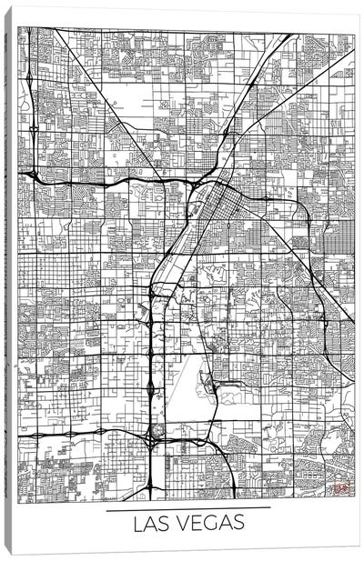 Las Vegas Minimal Urban Blueprint Map Canvas Art Print - Hubert Roguski
