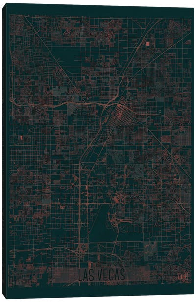 Las Vegas Infrared Urban Blueprint Map Canvas Art Print - Nevada Art