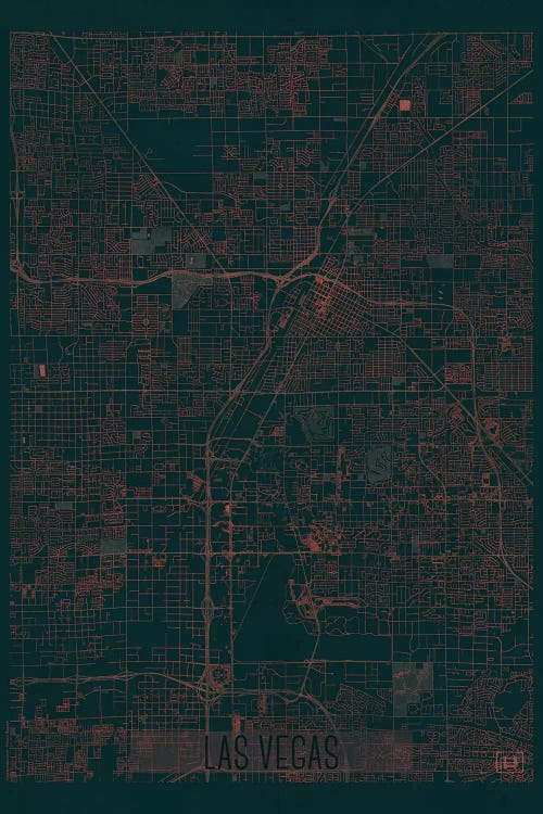 Las Vegas Infrared Urban Blueprint Map by Hubert Roguski wall art