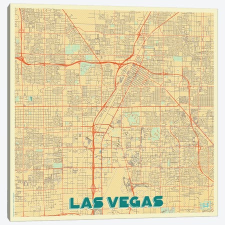 Las Vegas Retro Urban Blueprint Map Canvas Print #HUR173} by Hubert Roguski Canvas Artwork