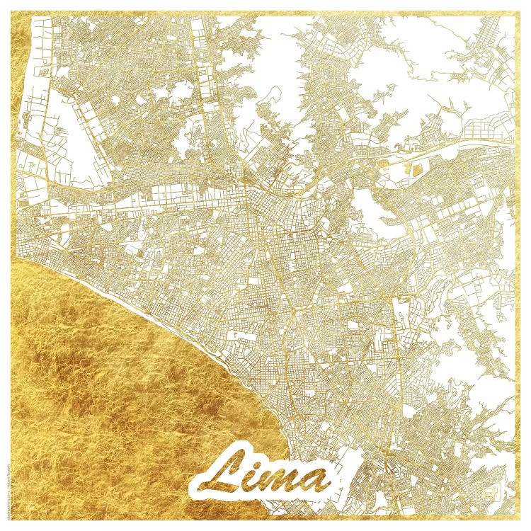 Lima Gold Leaf Urban Blueprint Map