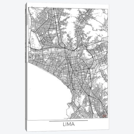 Lima Minimal Urban Blueprint Map Canvas Print #HUR176} by Hubert Roguski Canvas Art Print
