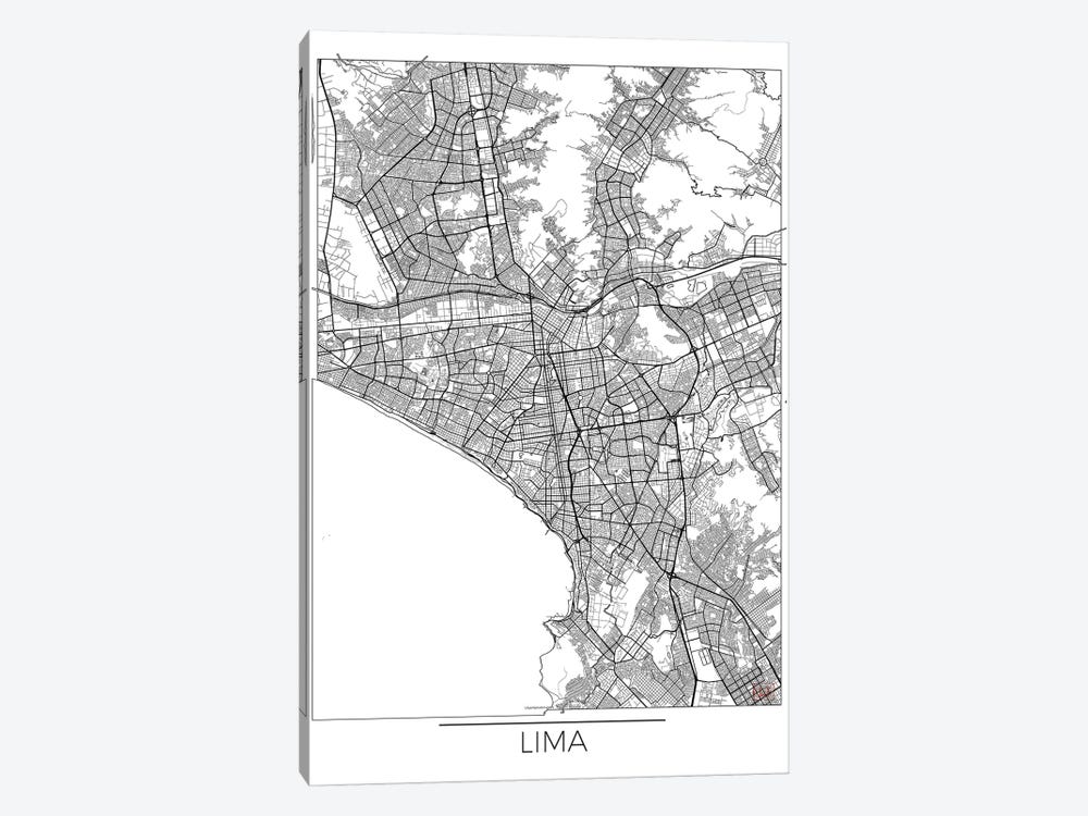 Lima Minimal Urban Blueprint Map by Hubert Roguski 1-piece Canvas Wall Art