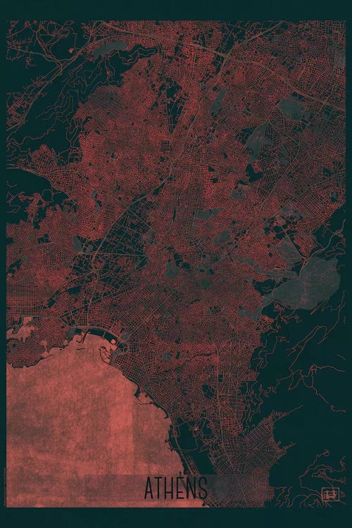 Athens Infrared Urban Blueprint Map