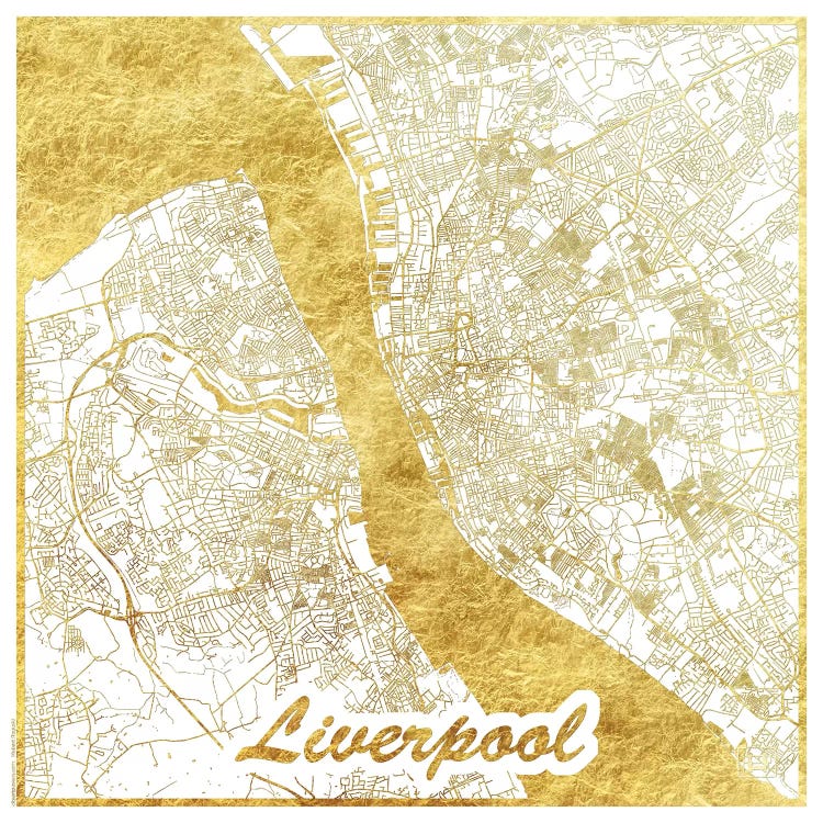 Liverpool Gold Leaf Urban Blueprint Map