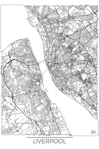 Liverpool: Liverpool Minimal Urban Blueprint Map by Hubert Roguski