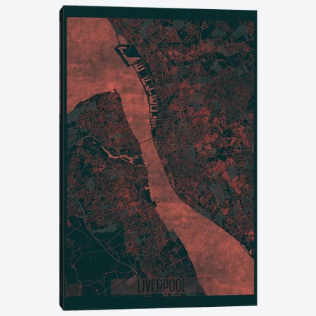 Liverpool Infrared Urban Blueprint Map Canvas Print #HUR182} by Hubert Roguski Canvas Print