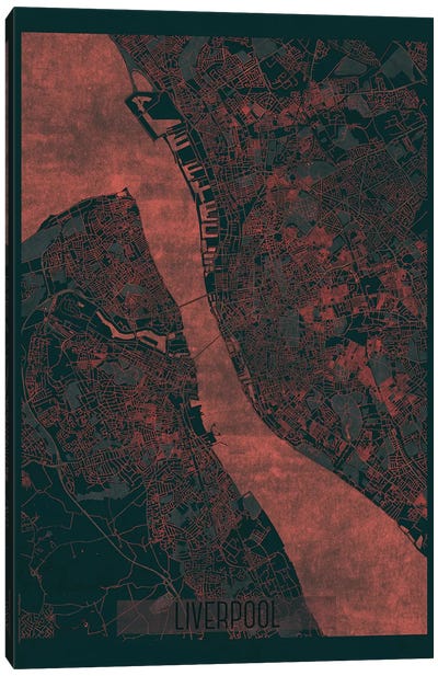 Liverpool Infrared Urban Blueprint Map Canvas Art Print - Liverpool