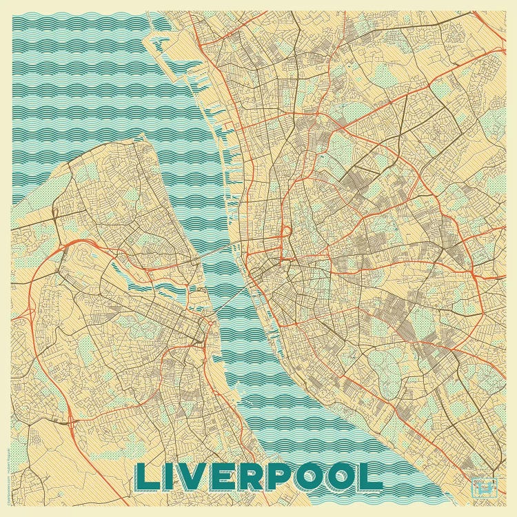 Liverpool Retro Urban Blueprint Map