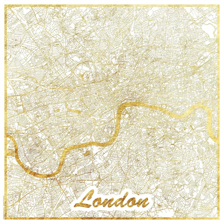 London Gold Leaf Urban Blueprint Map