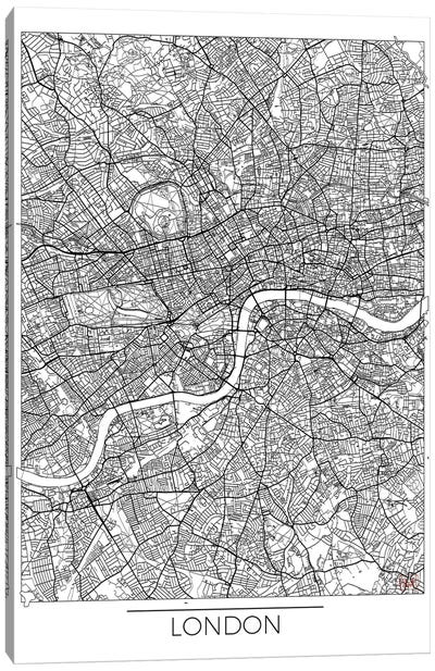London Minimal Urban Blueprint Map Canvas Art Print - United Kingdom Art