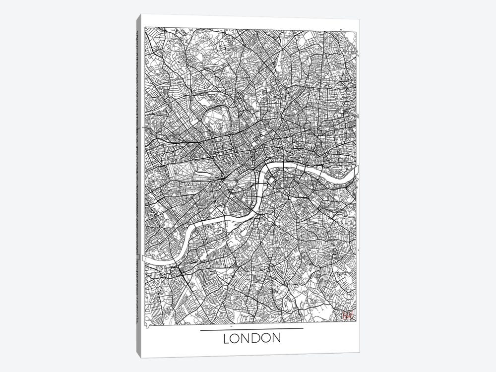 London Minimal Urban Blueprint Map by Hubert Roguski 1-piece Canvas Art Print