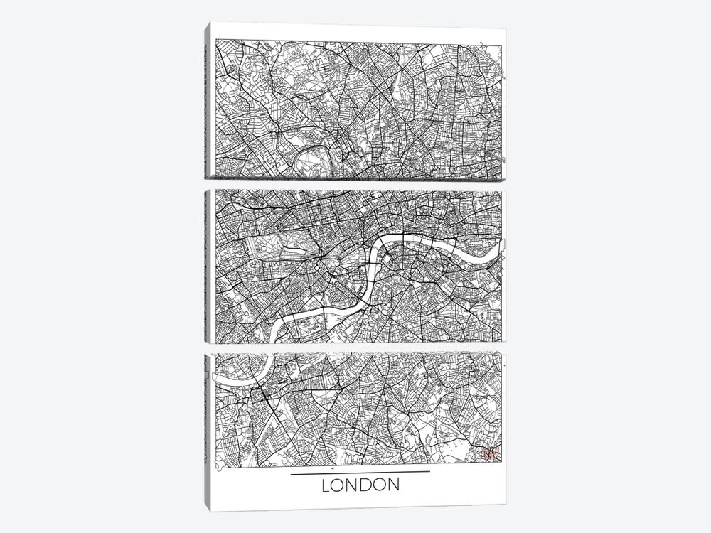 London Minimal Urban Blueprint Map by Hubert Roguski 3-piece Art Print