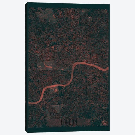 London Infrared Urban Blueprint Map Canvas Print #HUR187} by Hubert Roguski Canvas Artwork