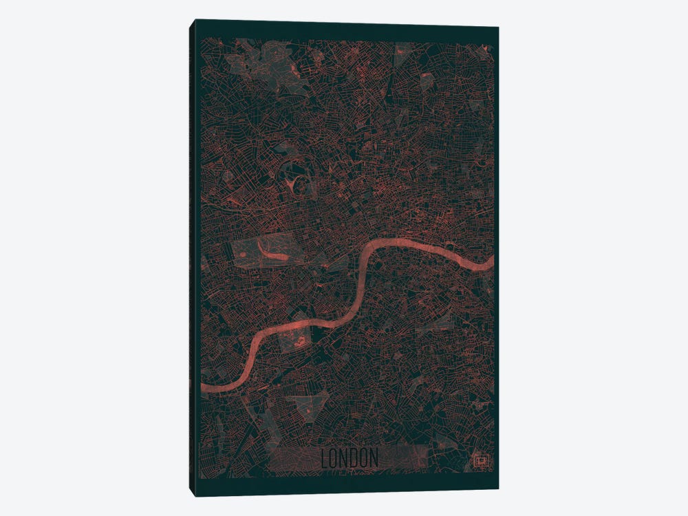 London Infrared Urban Blueprint Map by Hubert Roguski 1-piece Canvas Wall Art