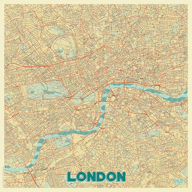 London Retro Urban Blueprint Map