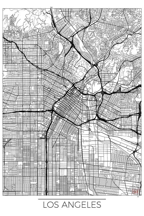 Los Angeles Minimal Urban Blueprint Map