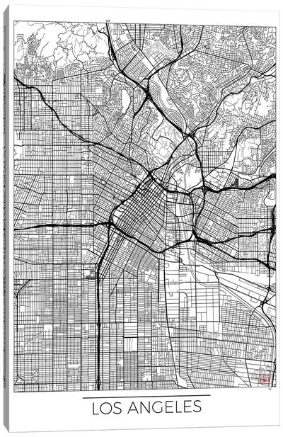 Los Angeles Minimal Urban Blueprint Map Canvas Art Print - Hubert Roguski