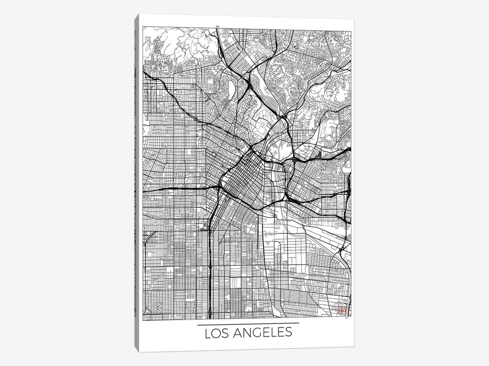 Los Angeles Minimal Urban Blueprint Map by Hubert Roguski 1-piece Canvas Art Print