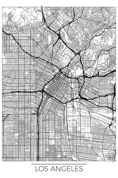 Los Angeles: Los Angeles Minimal Urban Blueprint Map by Hubert Roguski