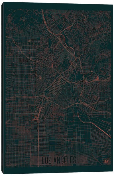 Los Angeles Infrared Urban Blueprint Map Canvas Art Print - Hubert Roguski