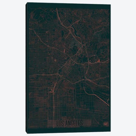 Los Angeles Infrared Urban Blueprint Map Canvas Print #HUR192} by Hubert Roguski Canvas Wall Art