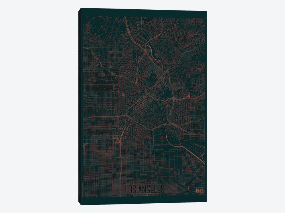 Los Angeles Infrared Urban Blueprint Map by Hubert Roguski 1-piece Canvas Art