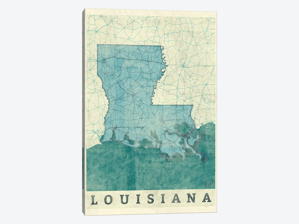 Louisiana Map by Hubert Roguski 1-piece Canvas Art Print