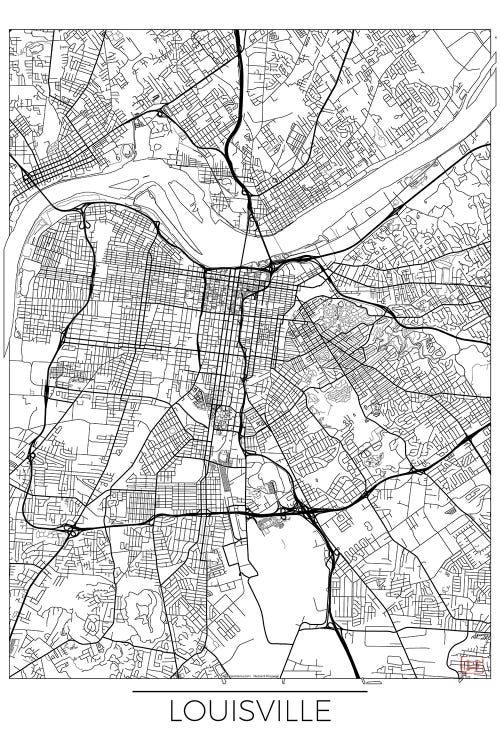 Louisville Minimal Urban Blueprint Map